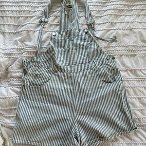 White and Blue Striped shortalls